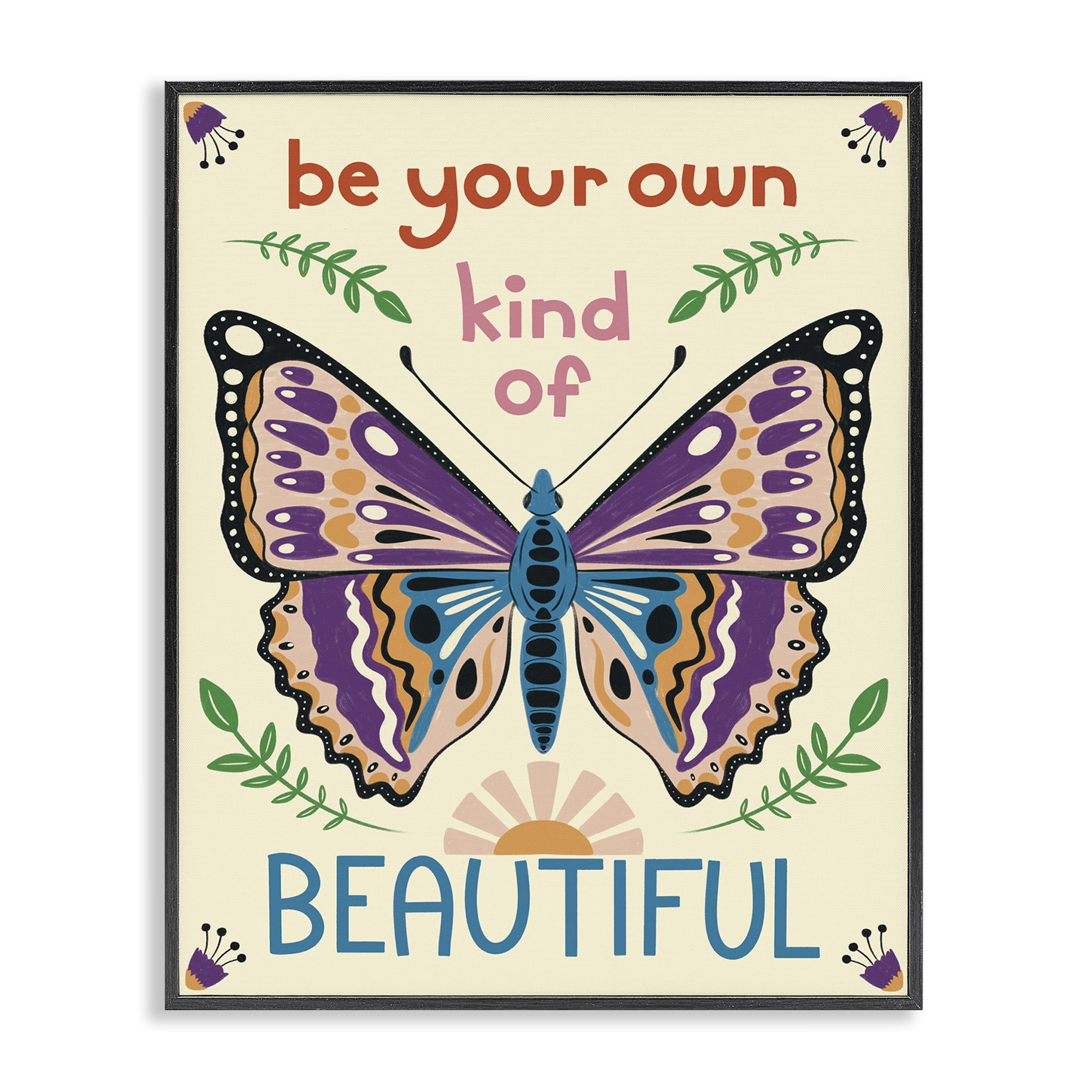 Stupell Industries Your Own Beautiful Butterfly Insects Painting Black Framed Art Print Wall Art, 11 x 14