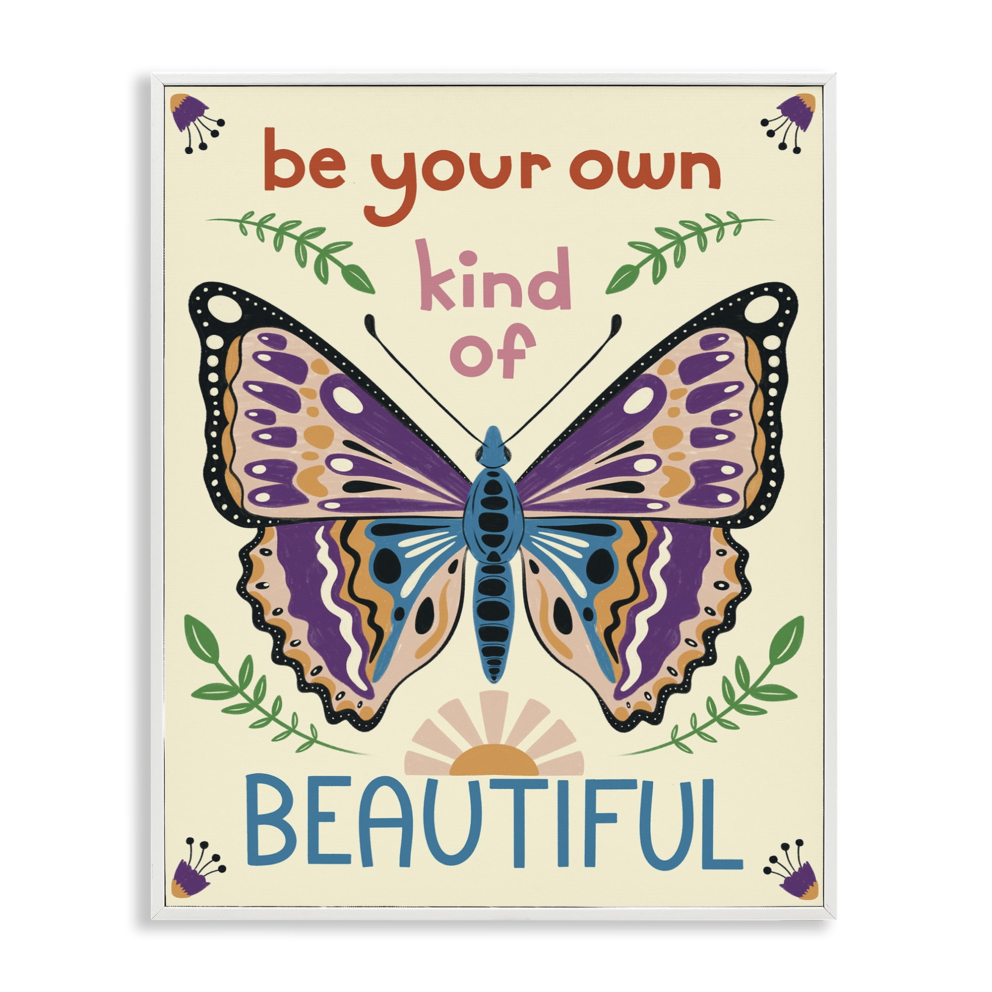 Stupell Industries Your Own Beautiful Butterfly Insects Painting White Framed Art Print Wall Art, 16 x 20