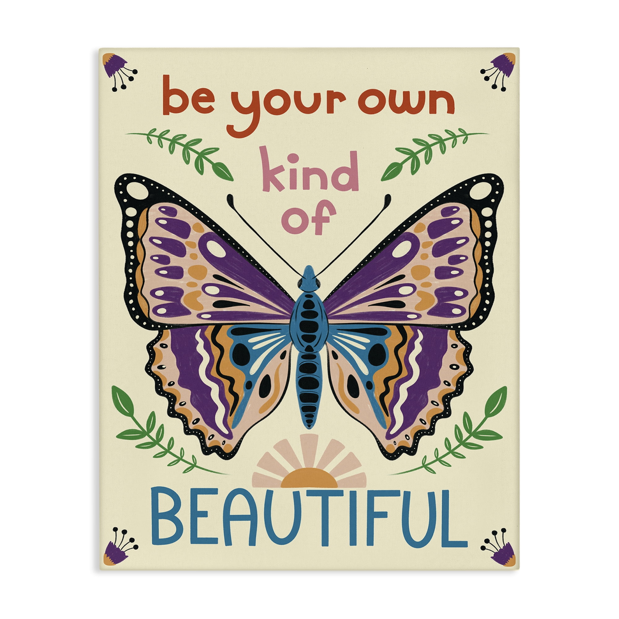 Stupell Industries Your Own Beautiful Butterfly Insects Painting Wrapped Canvas Art Print Wall Art, 16 x 20