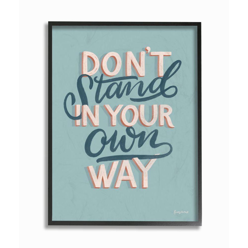 Stupell Industries Your Own Way Inspirational Word Modern Blue Design Framed Giclee Texturized Art by Becky Thorns
