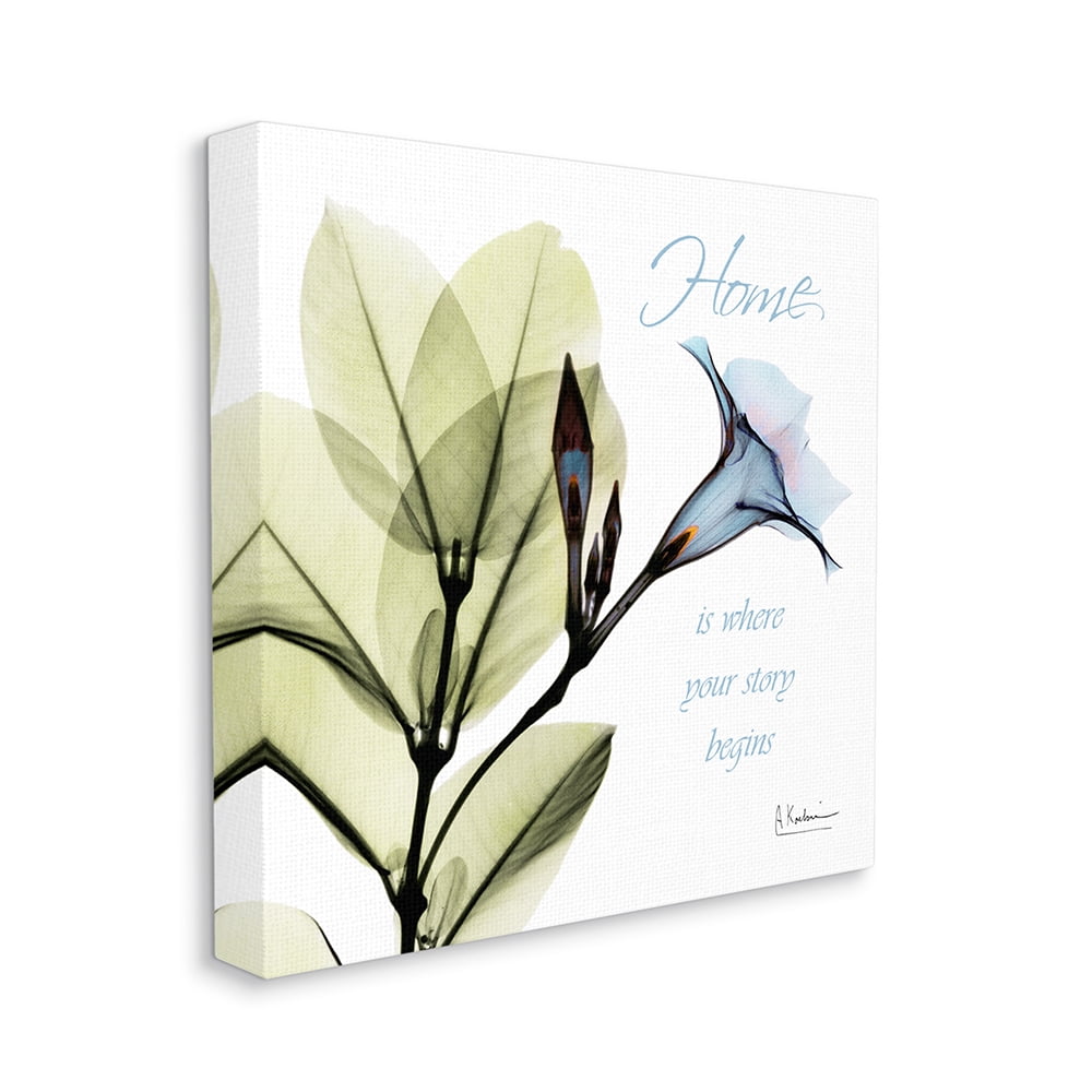 Stupell Industries Your Story Begins Phrase Blue Floral Silhouette Canvas Wall Art by Albert Koetsier
