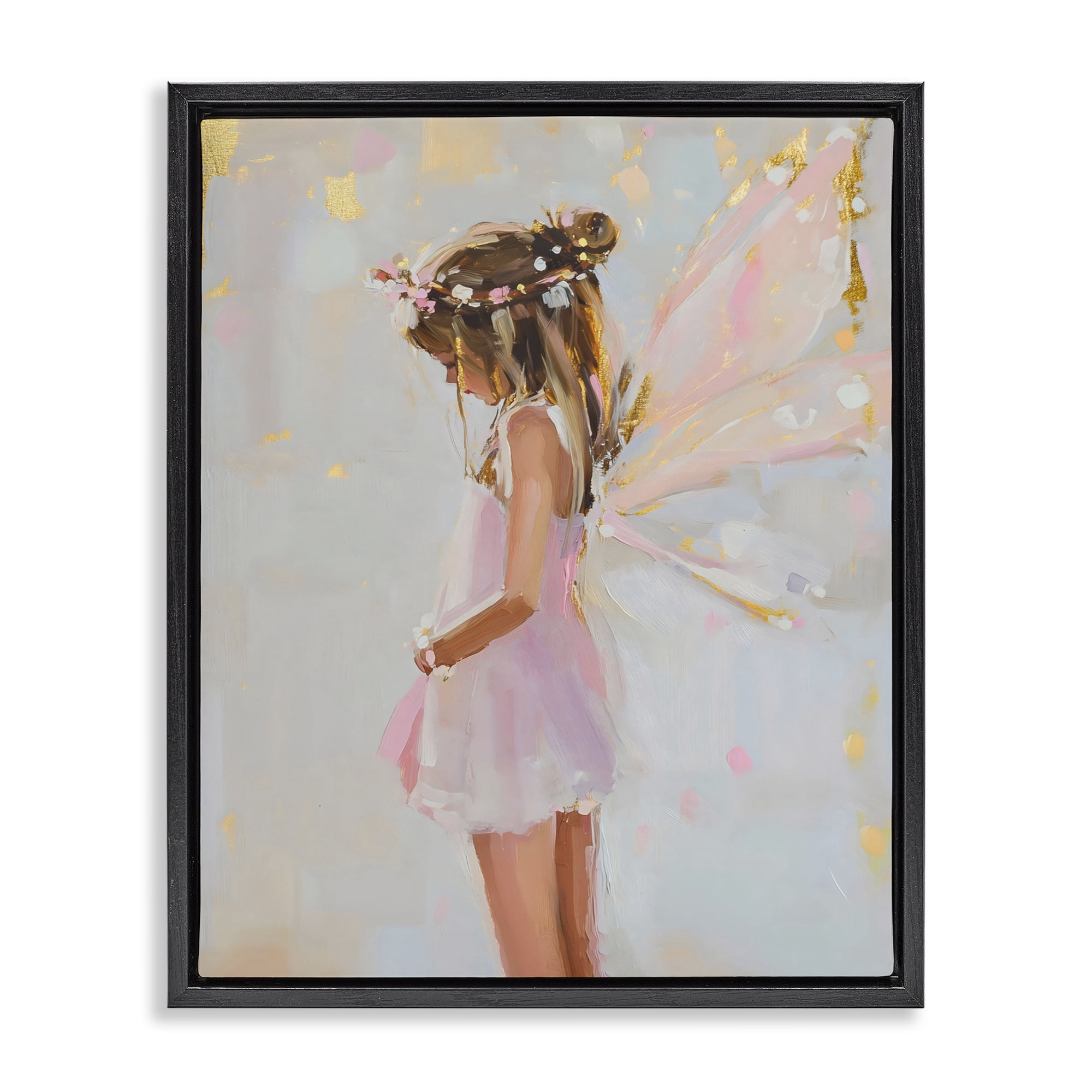 Stupell Industries Youthful Fairy Girl Black Framed Floater Canvas Wall Art, design by The Prints Vibe