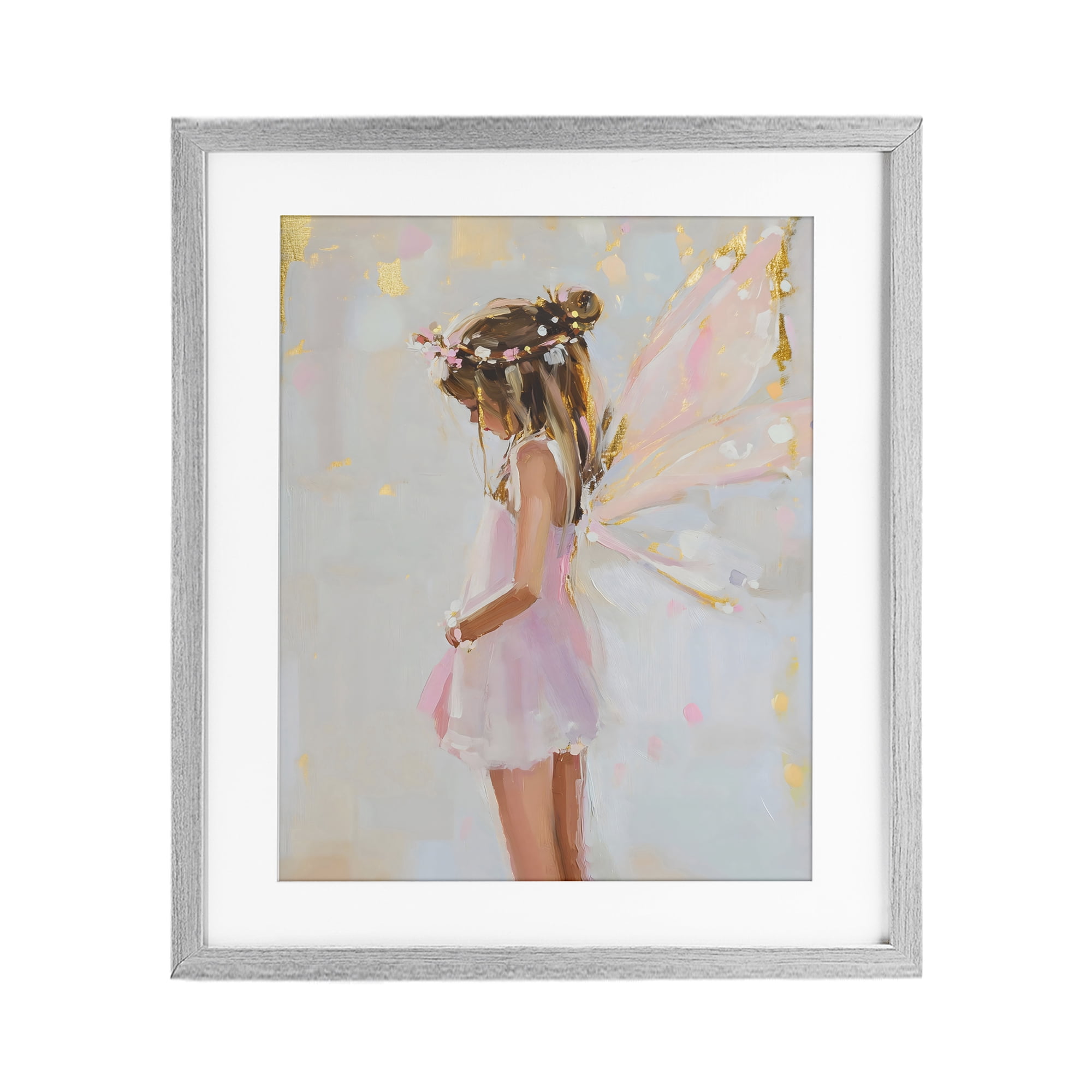 Stupell Industries Youthful Fairy Girl Gray Framed Print Under Glass, design by The Prints Vibe