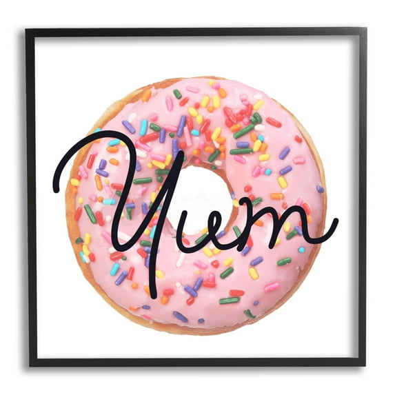Stupell Industries Yum Sprinkle Donut Graphic Art Black Framed Art Print Wall Art, 24x24, by Daphne Polselli