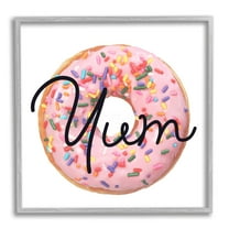 Stupell Industries Yum Sprinkle Donut Graphic Art Gray Framed Art Print Wall Art, 24x24, by Daphne Polselli