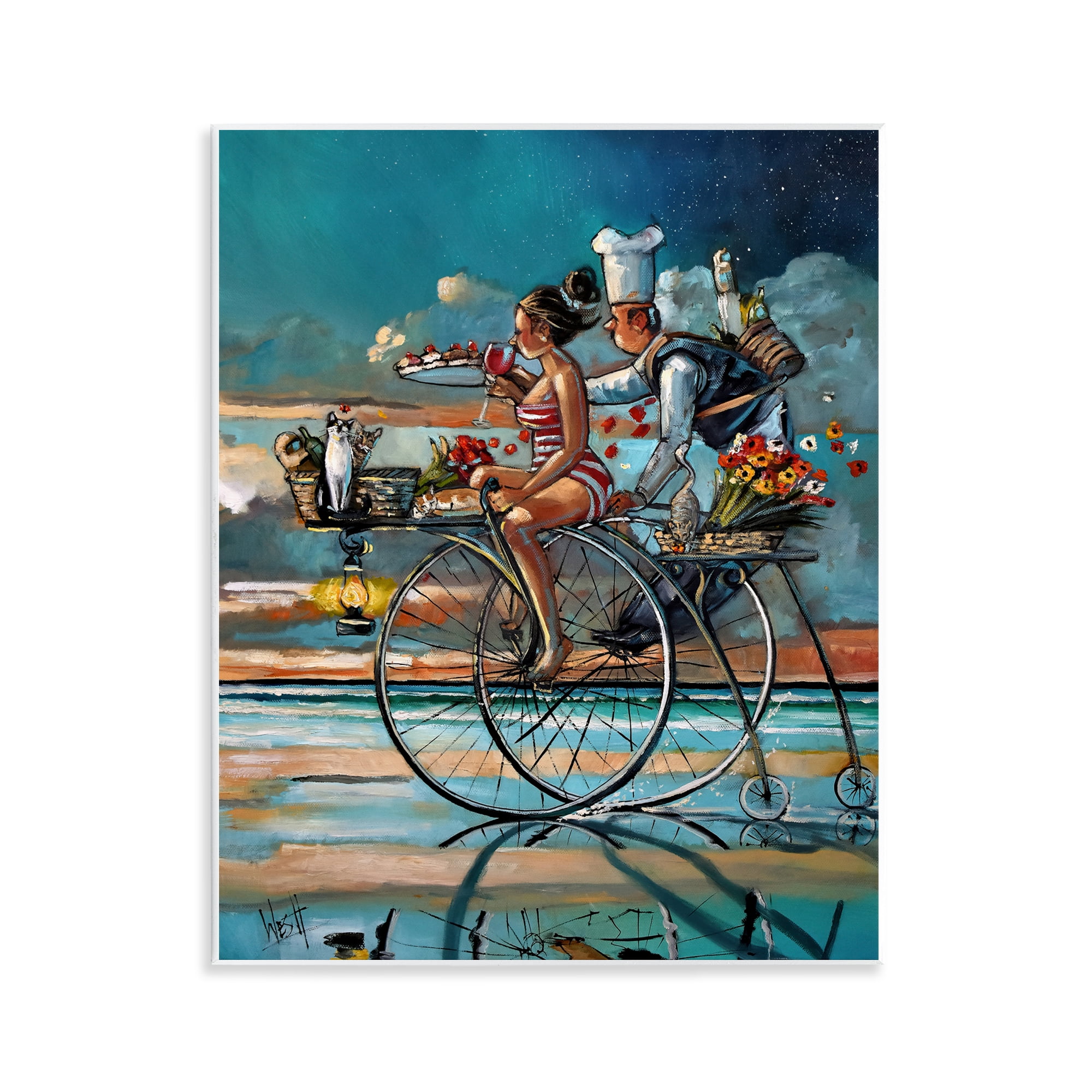 Stupell Industries Zaan's Dream Seaside Bicycle Ride Wall Plaque Art, design by Ronald West