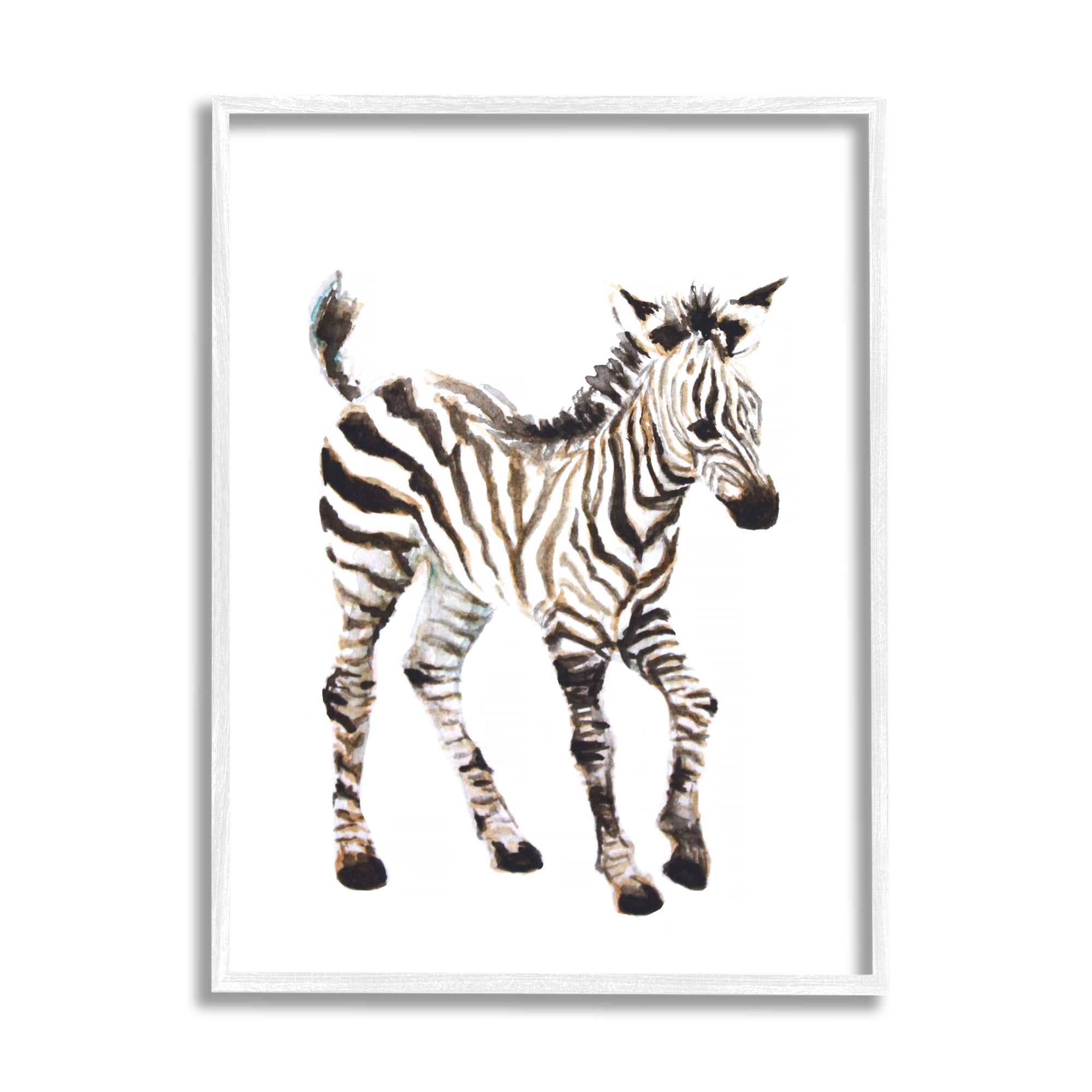 Stupell Industries Zebra Baby Watercolor Painting Safari Animal Children's Nursery, 16 x 20,Design by Fox Hollow Studios