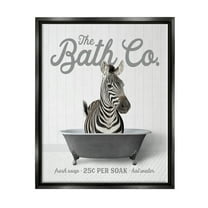 Stupell Industries Zebra Bathroom Tub Animals & Insects Painting Black Floater Framed Art Print Wall Art, 17 x 21