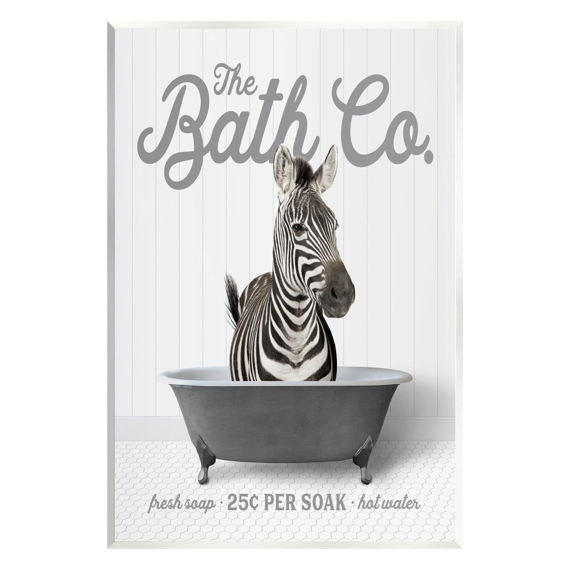 Stupell Industries Zebra Bathroom Tub Animals & Insects Painting Unframed Art Print Wall Art, 13 x 19