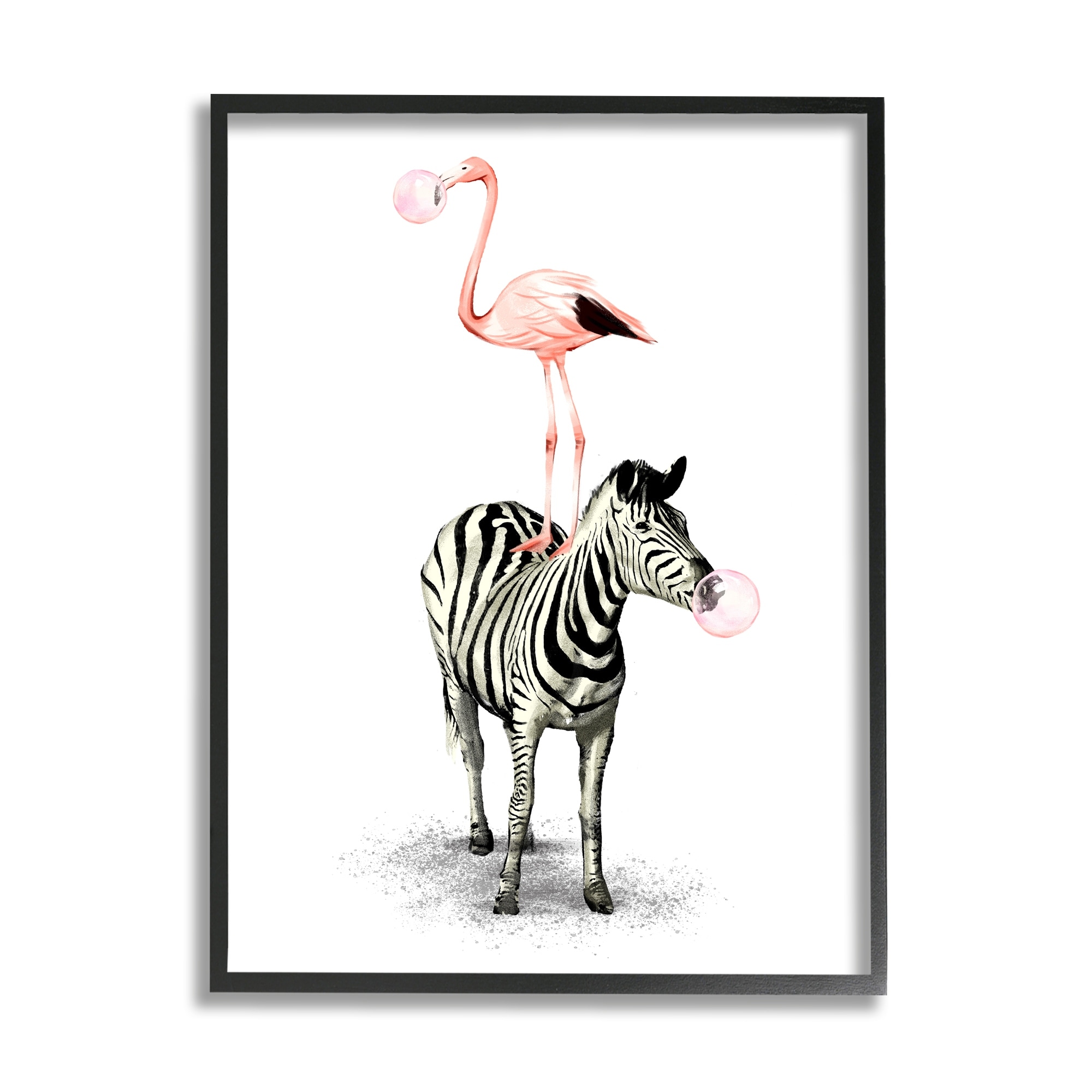 Stupell Industries Zebra Flamingo Safari Animal Stack Pink Bubble Gum, 16 x 20, Design by Ziwei Li