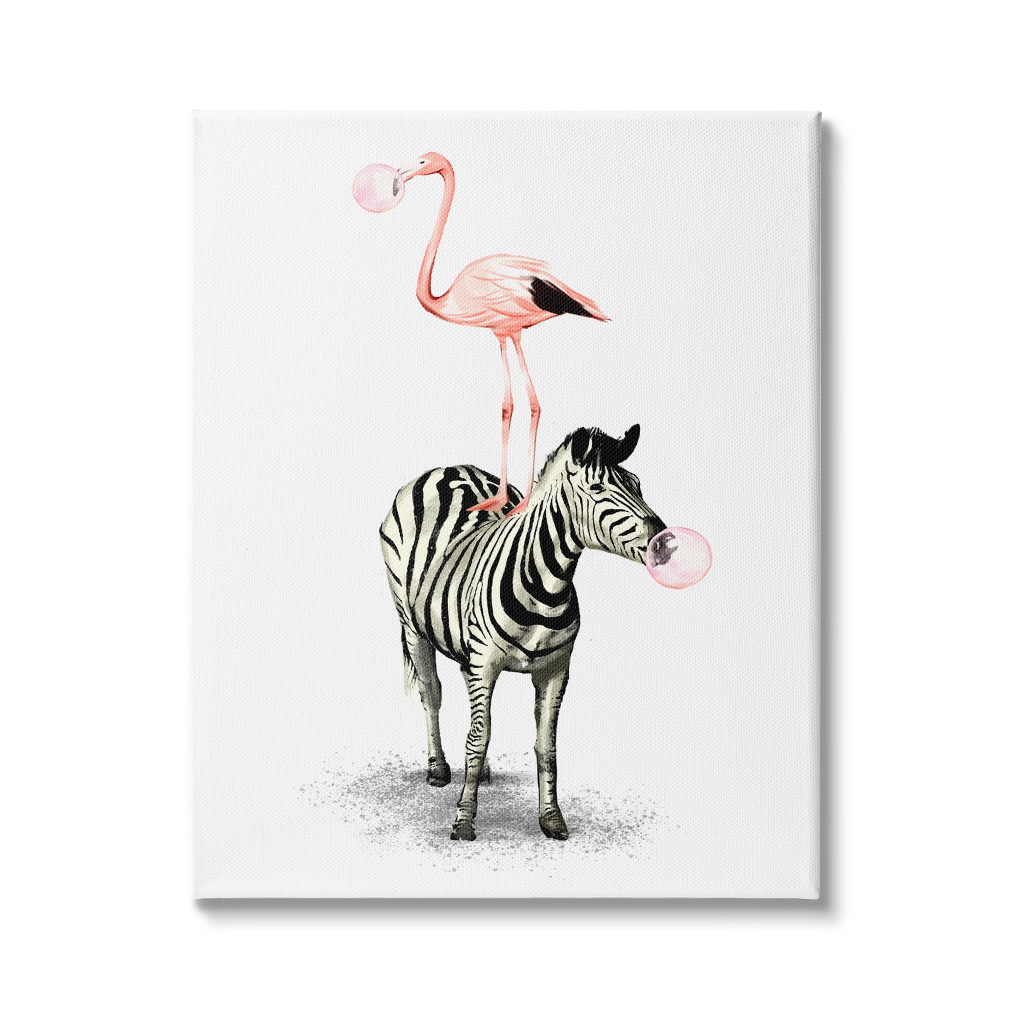 Stupell Industries Zebra Flamingo Safari Animal Stack Pink Bubble Gum, 24 x 30, Design by Ziwei Li