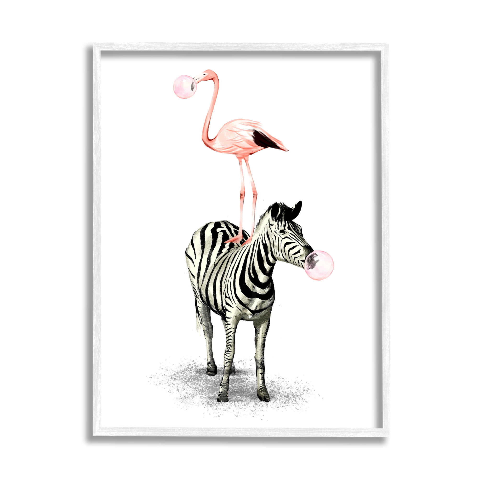 Stupell Industries Zebra Flamingo Safari Animal Stack Pink Bubble Gum, 24 x 30, Design by Ziwei Li