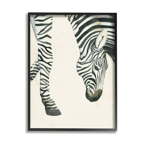 Stupell Industries Zebra Grazing Striped Safari Animal Hoof Detail Black Framed by Grace Popp