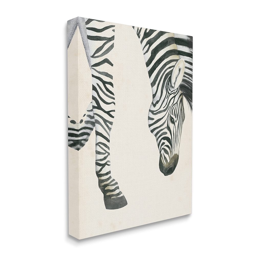 Stupell Industries Zebra Grazing Striped Safari Animal Hoof Detail Canvas Wall Art by Grace Popp