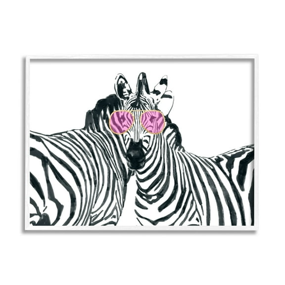 Stupell Industries Zebra Safari Animal Pair Pink Sunglasses Wild Pattern, 14 x 11, Design by Ziwei Li