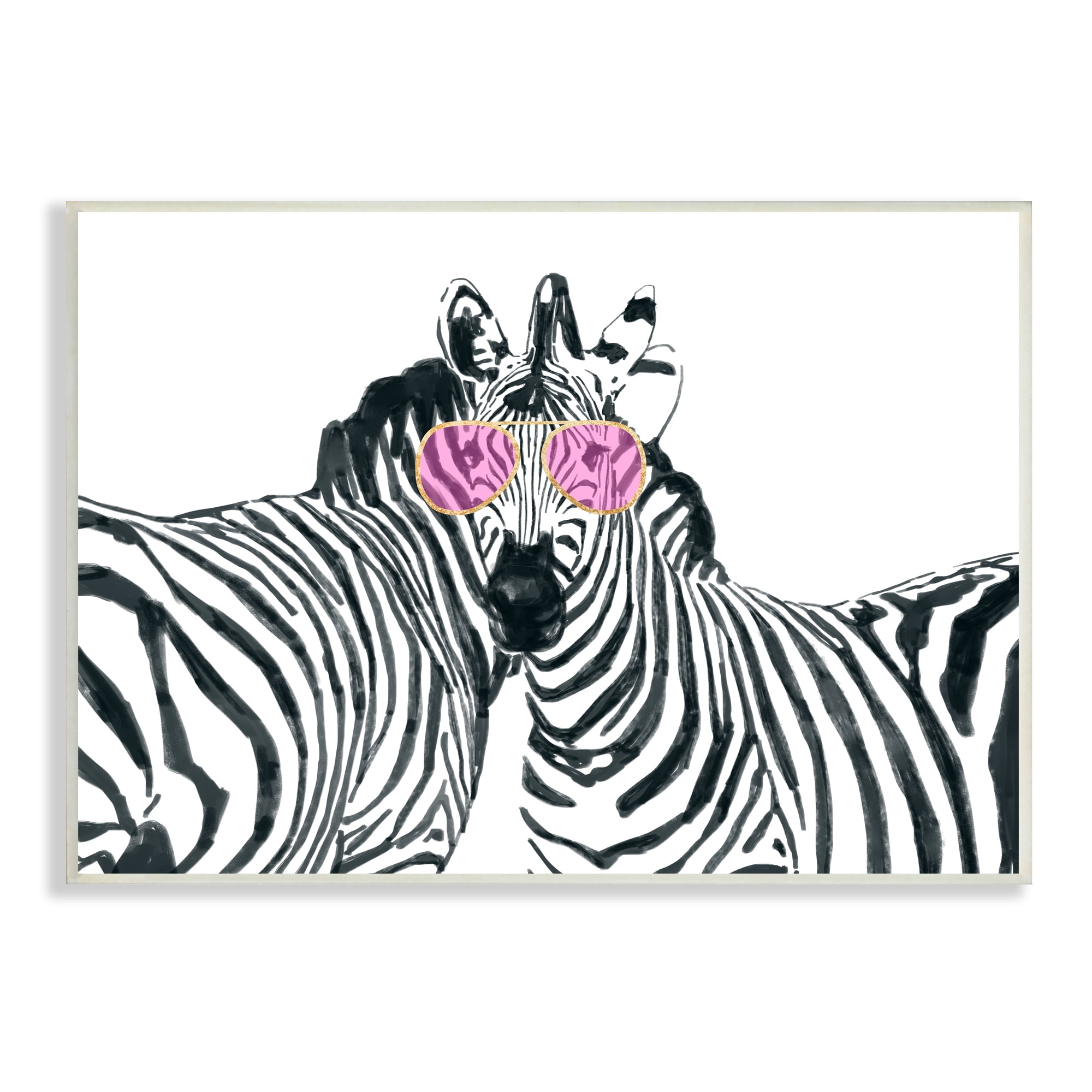 Stupell Industries Zebra Safari Animal Pair Pink Sunglasses Wild Pattern, 19 x 13, Design by Ziwei Li