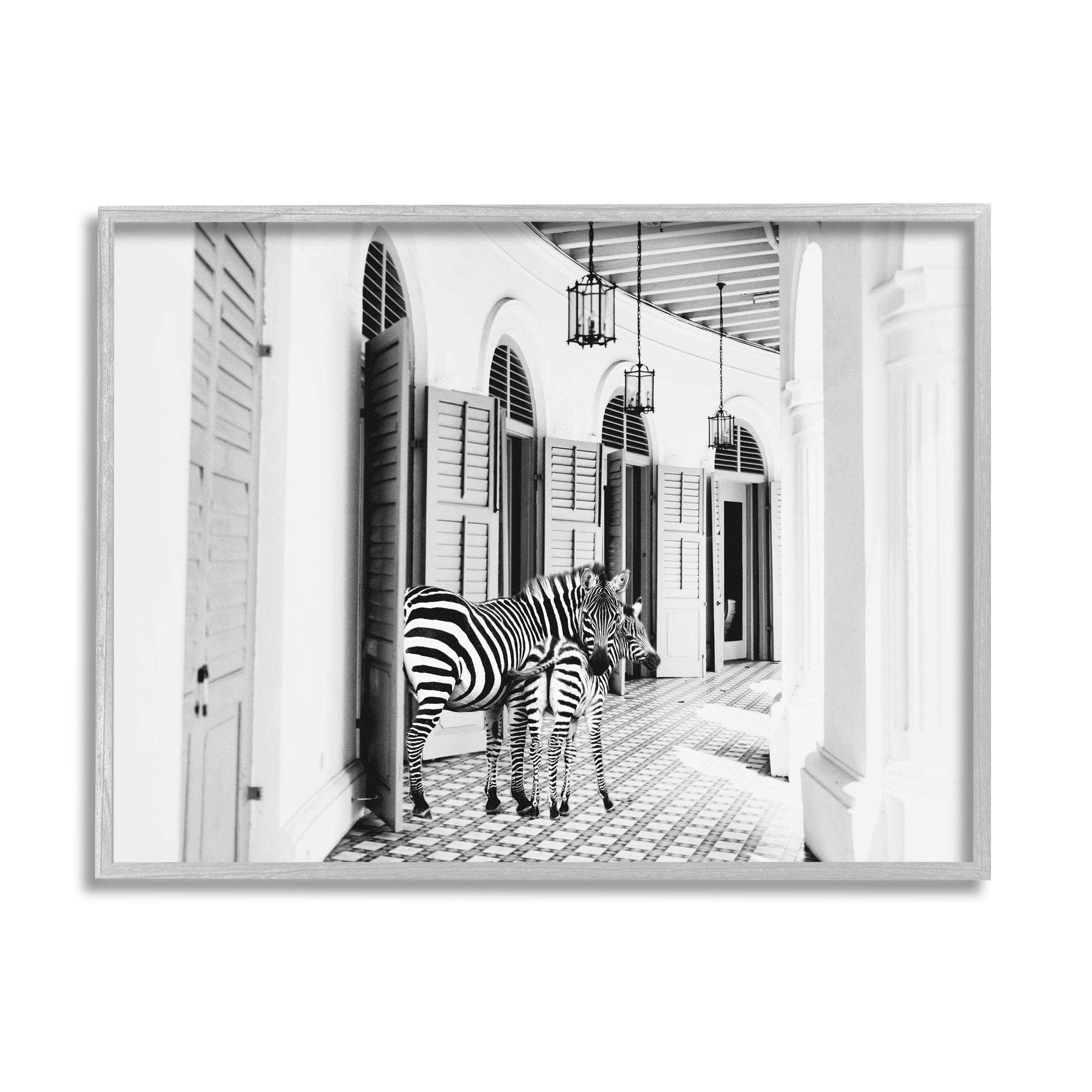 Stupell Industries Zebra Safari Animals in Traditional Home Architecture, 20 x 16, Design by Kathy Mansfield