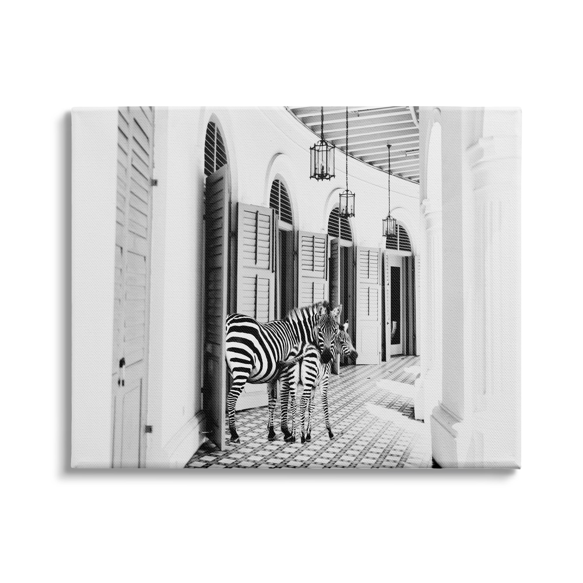 Stupell Industries Zebra Safari Animals in Traditional Home Architecture, 48 x 36, Design by Kathy Mansfield