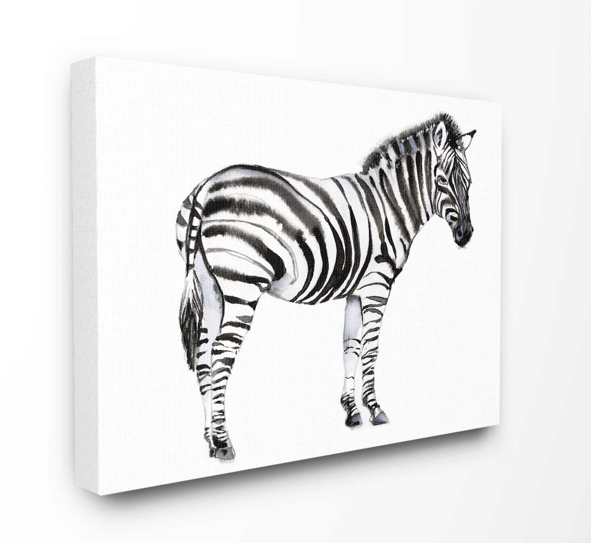 Stupell Industries Zebra Standing Black And White Animal Watercolor Painting Canvas Wall Art, 24 x 30, byJennifer Goldberger