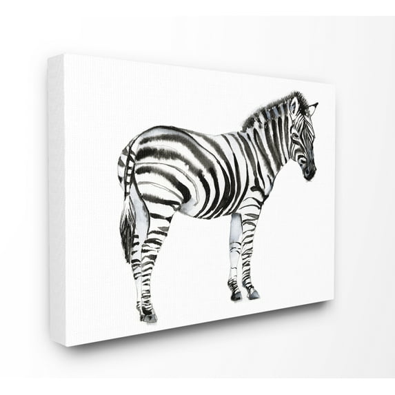Stupell Industries Zebra Standing Black And White Animal Watercolor Painting Canvas Wall Art, 30 x 40, byJennifer Goldberger