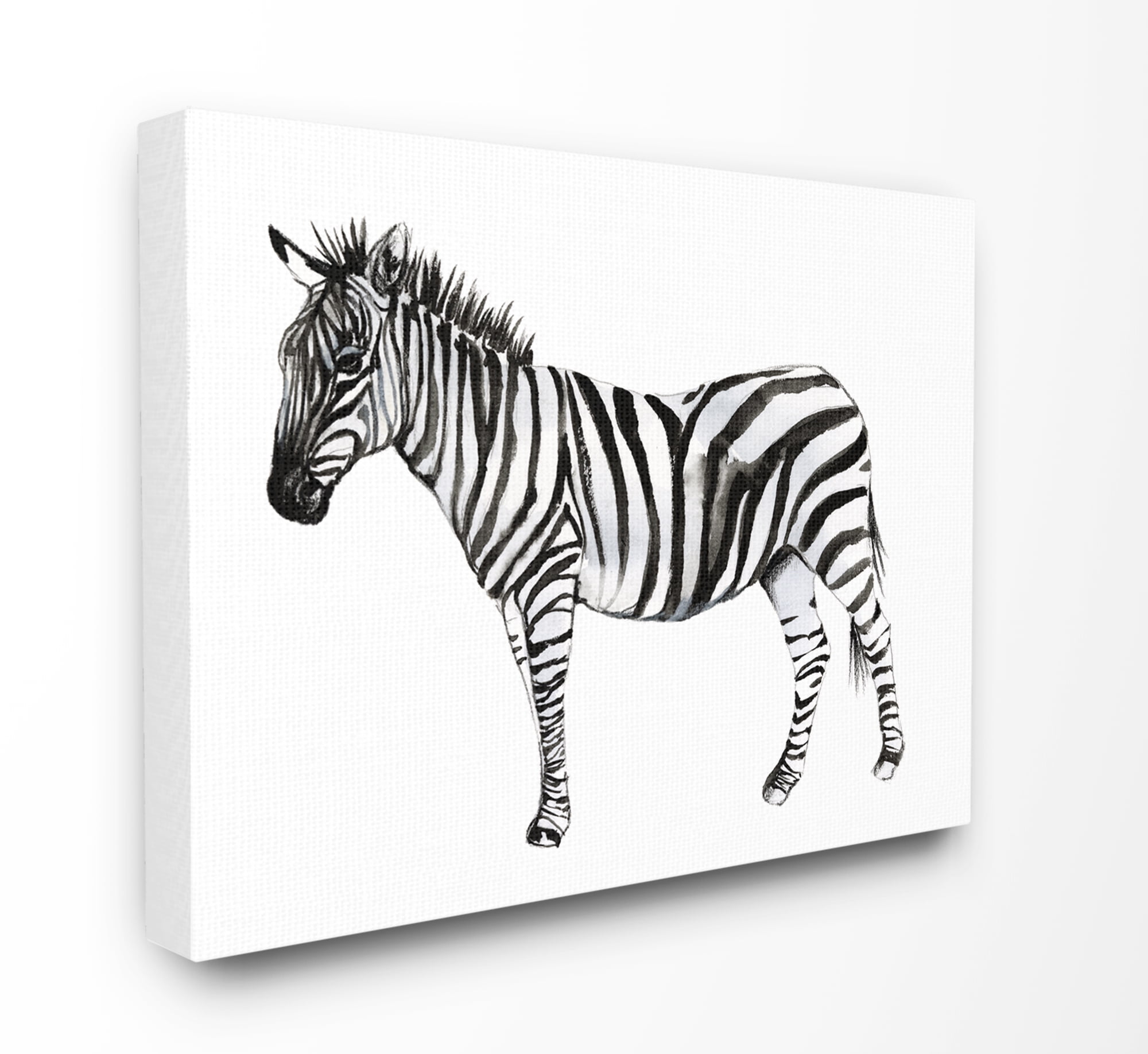 Stupell Industries Zebra Standing Black And White Watercolor Animal Painting Canvas Wall Art, 16 x 20, byJennifer Goldberger