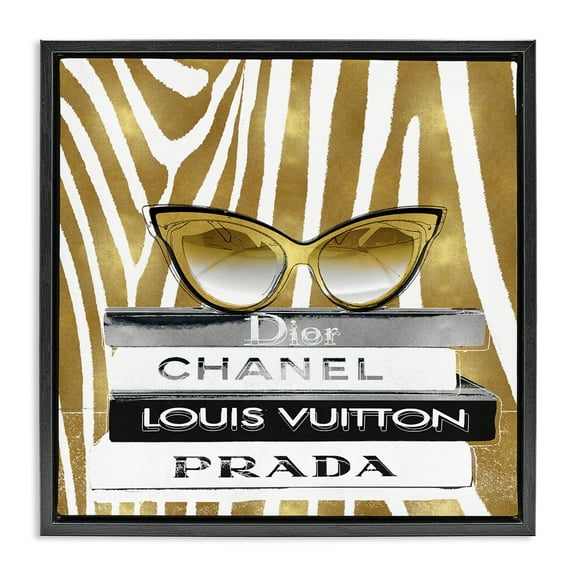 Stupell Industries Zebra Stripes Fashion Books Beauty & Fashion Painting Black Floater Framed Canvas Art Print Wall Art, 18 x 18