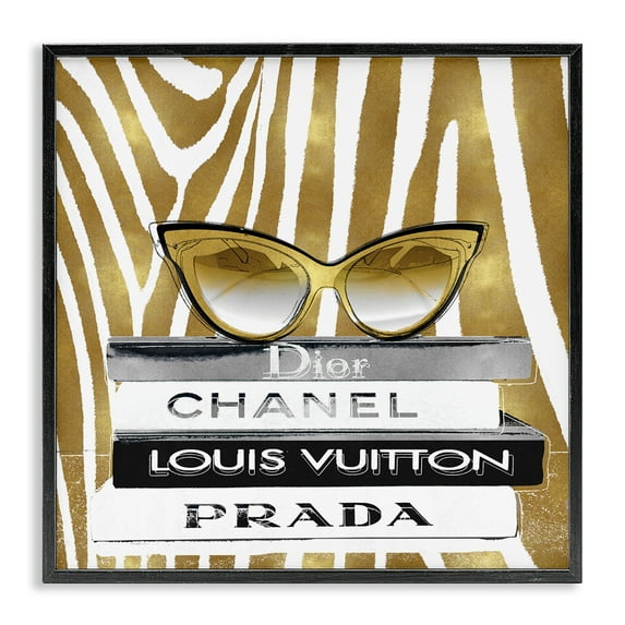 Stupell Industries Zebra Stripes Fashion Books Beauty & Fashion Painting Black Framed Art Print Wall Art, 17 x 17