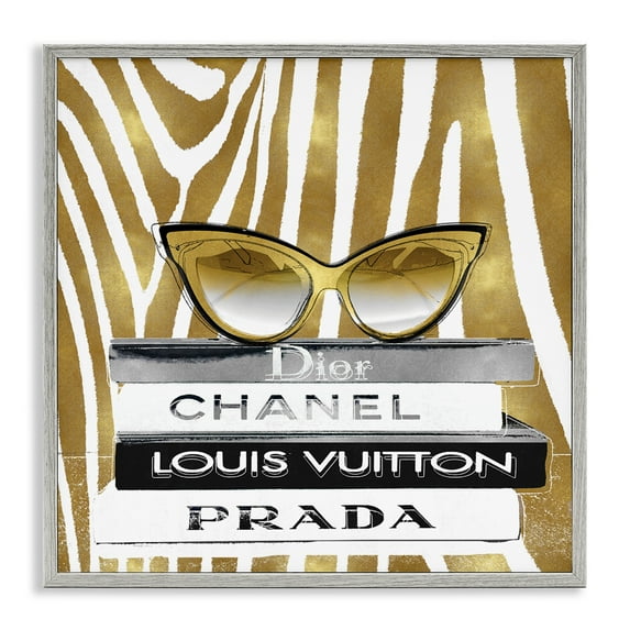 Stupell Industries Zebra Stripes Fashion Books Beauty & Fashion Painting Gray Framed Art Print Wall Art, 12 x 12