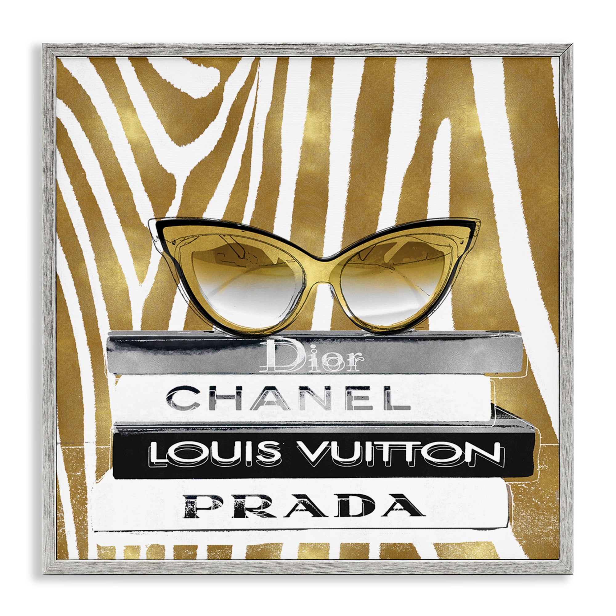 Stupell Industries Zebra Stripes Fashion Books Beauty & Fashion Painting Gray Framed Art Print Wall Art, 24 x 24