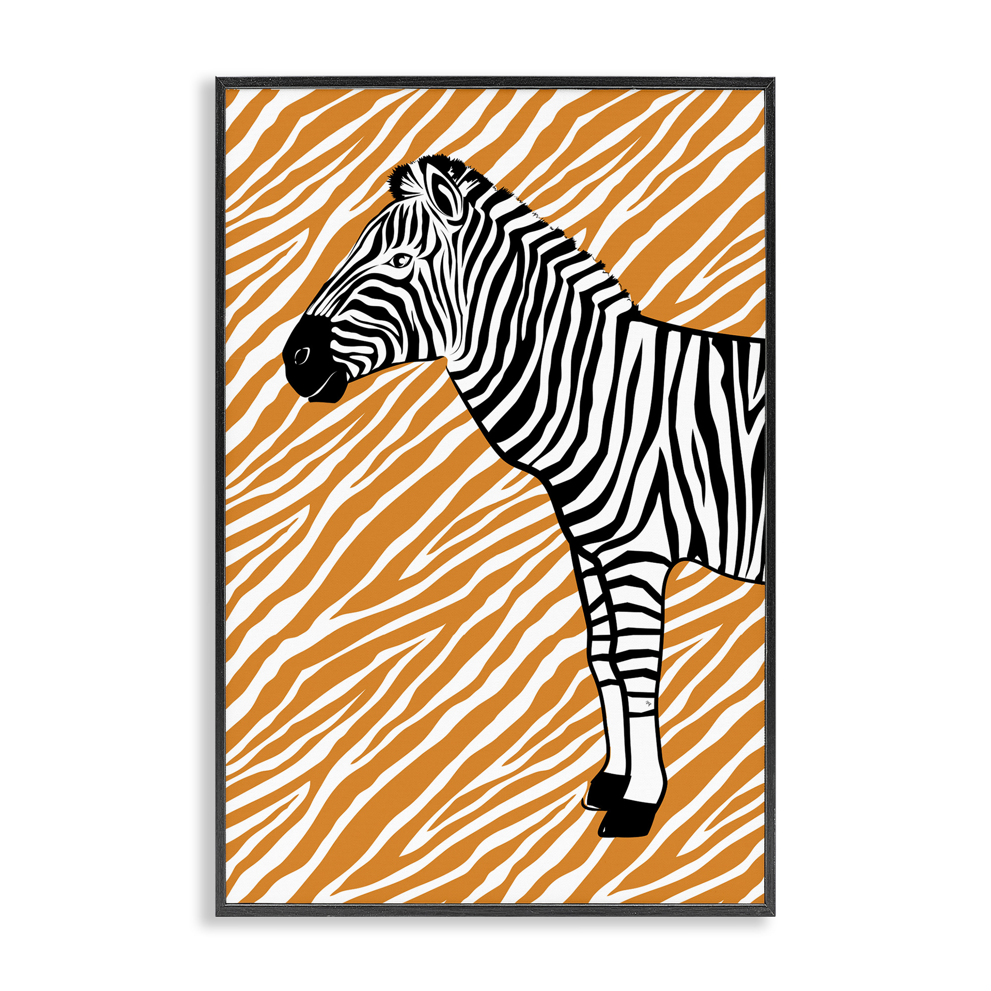 Stupell Industries Zebra Stripes Pattern Animals Painting Black Framed Art Print Wall Art, 12 x 18