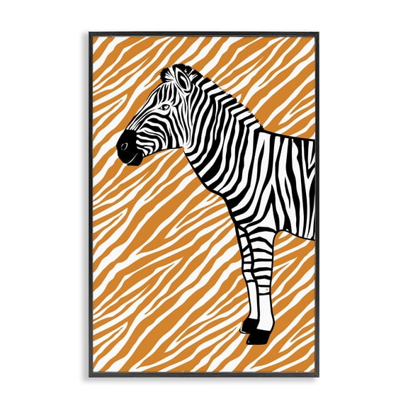 Stupell Industries Zebra Stripes Pattern Animals Painting Black Framed Art Print Wall Art, 20 x 30