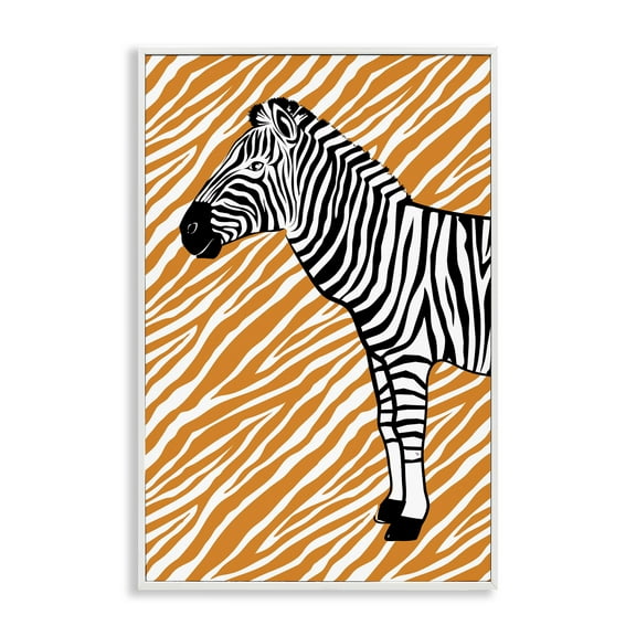 Stupell Industries Zebra Stripes Pattern Animals Painting White Framed Art Print Wall Art, 12 x 18