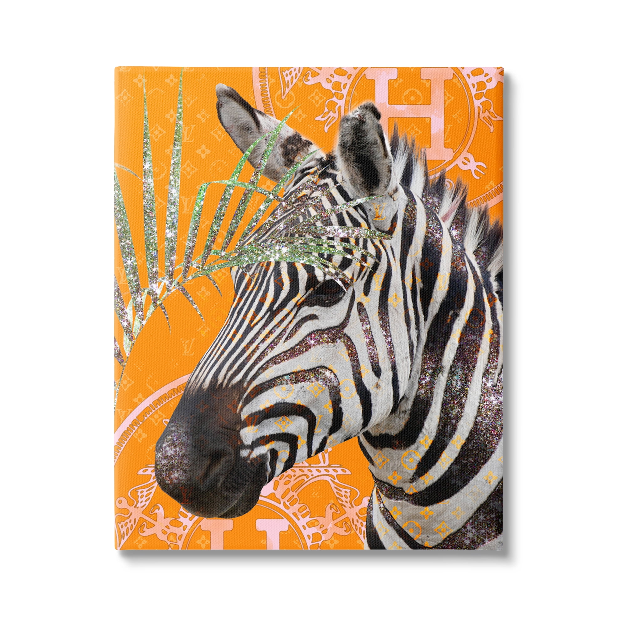 Stupell Industries Zebra Stripes Symbol Pattern Glam Detail Leaf Graphic Art Gallery Wrapped Canvas Print Wall Art, Design by Ziwei Li