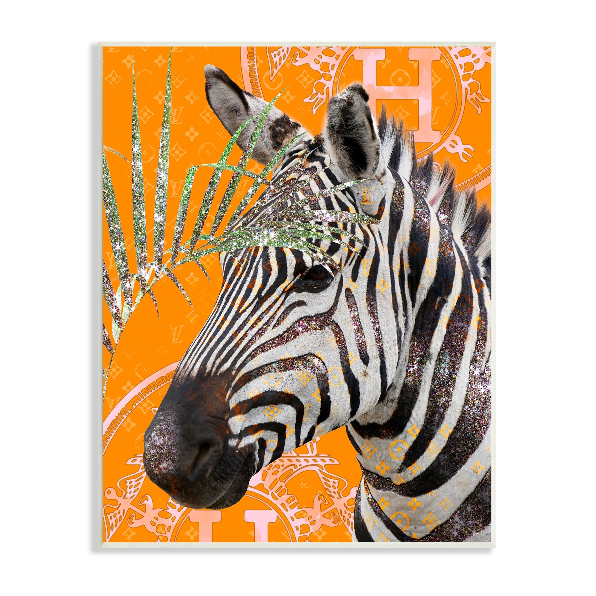 Stupell Industries Zebra Stripes Symbol Pattern Glam Detail Leaf Graphic Art Unframed Art Print Wall Art, Design by Ziwei Li