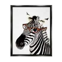 Stupell Industries Zebra Wearing Glasses Animals & Insects Painting Black Floater Framed Art Print Wall Art, 17 x 21