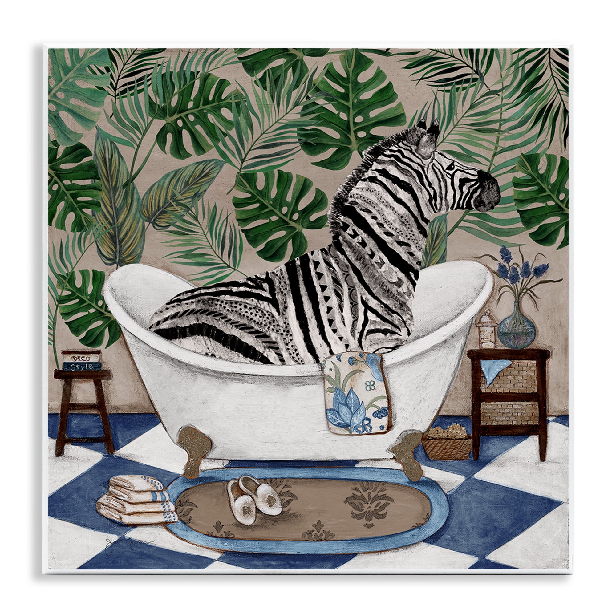 Stupell Industries Zebra in Tropical Bathtub Wall Plaque Art, design by Janet Tava