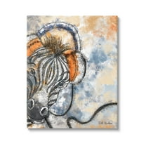 Stupell Industries Zebra with Headphones Animals & Insects Painting Gallery Wrapped Canvas Print Wall Art, 16 x 20