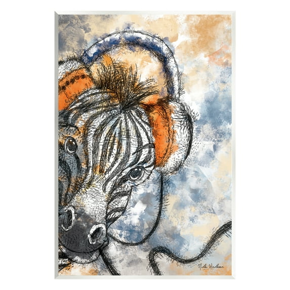 Stupell Industries Zebra with Headphones Animals & Insects Painting Unframed Art Print Wall Art, 10 x 15