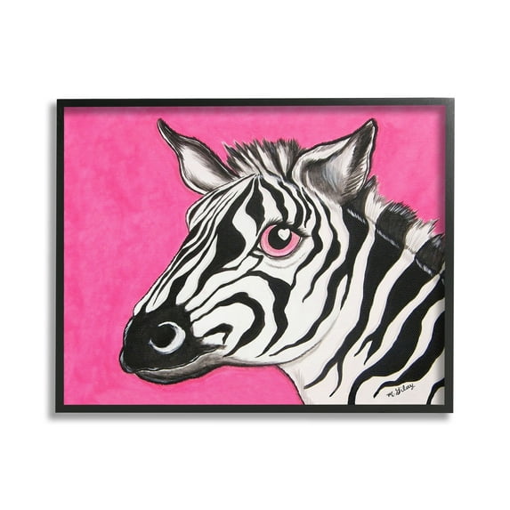 Stupell Industries Zebra with Heart Eyes Animals & Insects Painting Black Framed Art Print Wall Art, 30 x 24