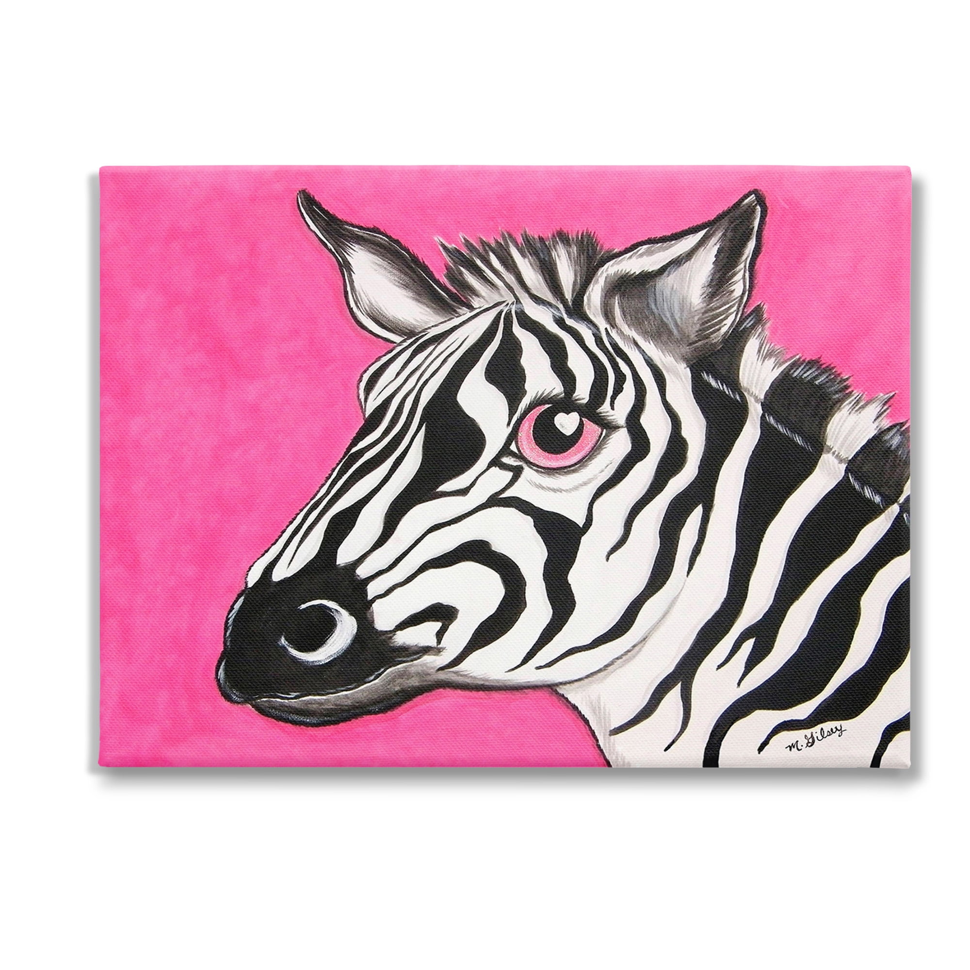 Stupell Industries Zebra with Heart Eyes Animals & Insects Painting Gallery Wrapped Canvas Art Print Wall Art, 40 x 30