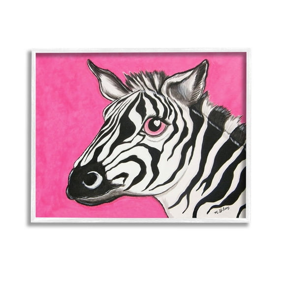 Stupell Industries Zebra with Heart Eyes Animals & Insects Painting White Framed Art Print Wall Art, 14 x 11