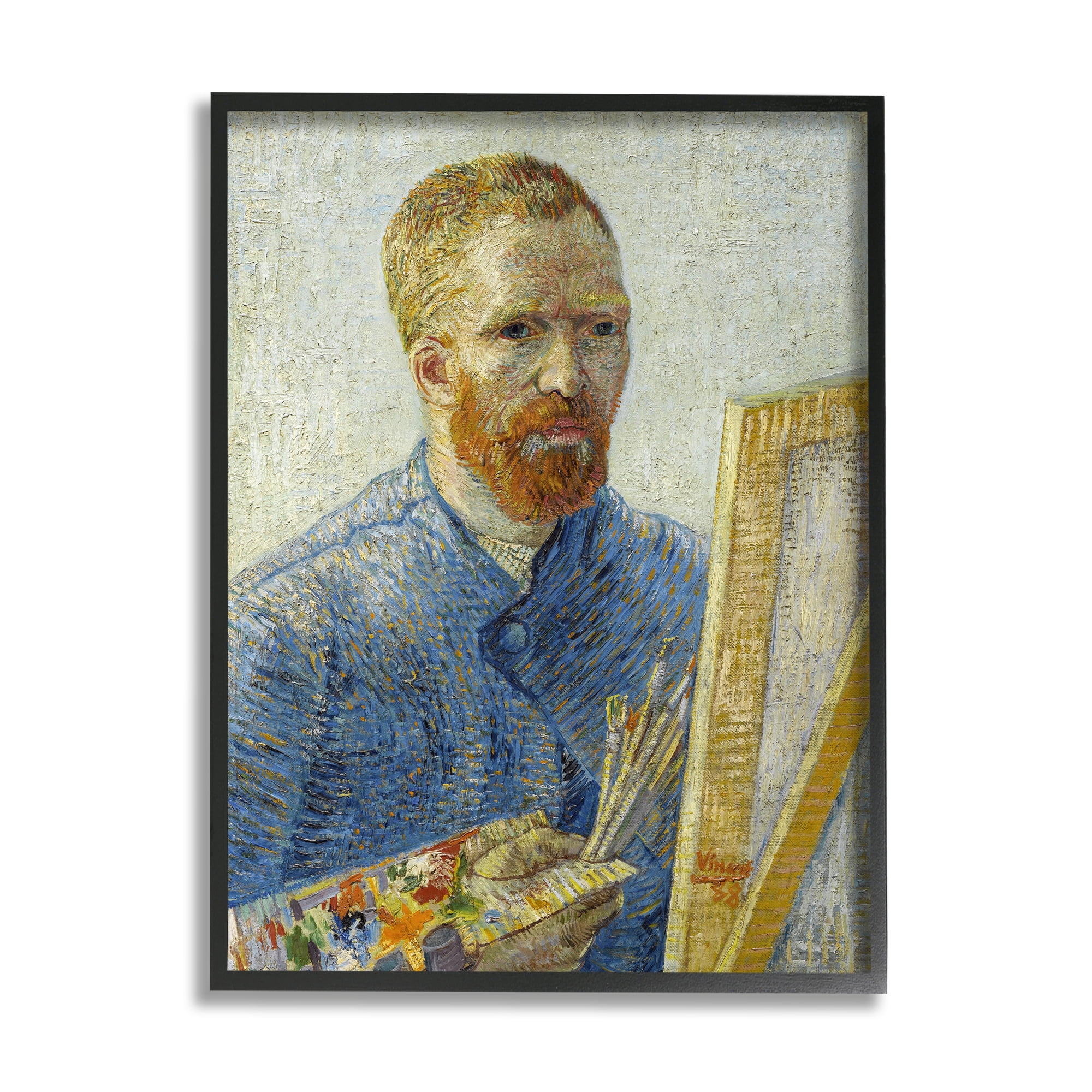 Stupell Industries Zeegezicht als Schilder van Gogh Painting Self-Portrait Painting Painting Black Framed Art Print Wall Art, Design by one1000paintings