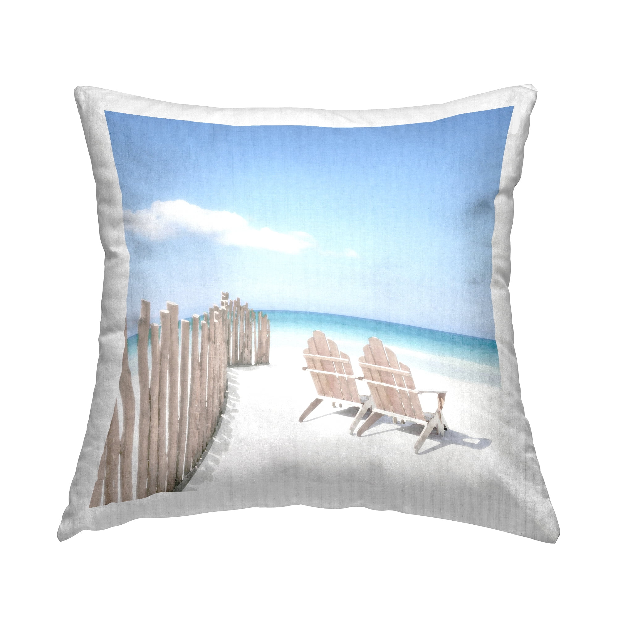 Stupell Industries Zen Beach Chairs on Shore Square Decorative Printed Throw Pillow, 18 x 18