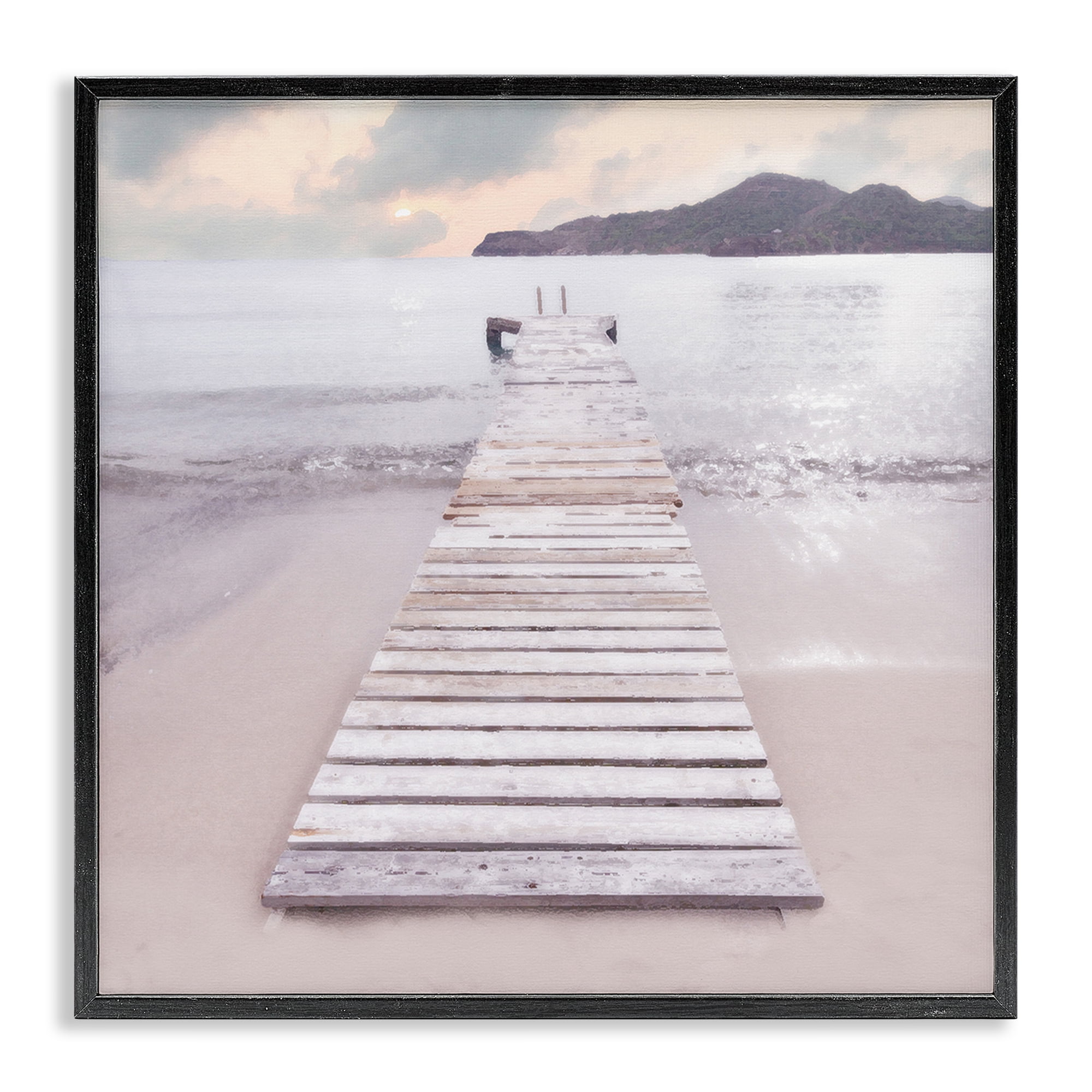Stupell Industries Zen Beach Dock Landscape Painting Black Framed Art ...