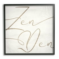 Stupell Industries Zen Den Phrase Minimal Rustic Cursive Typography Typography Painting Black Framed Art Print Wall Art, 12 x 12