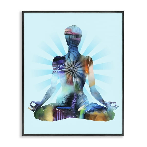 Stupell Industries Zen Meditation Pose Sports Painting Black Framed Art Print Wall Art, 16 x 20