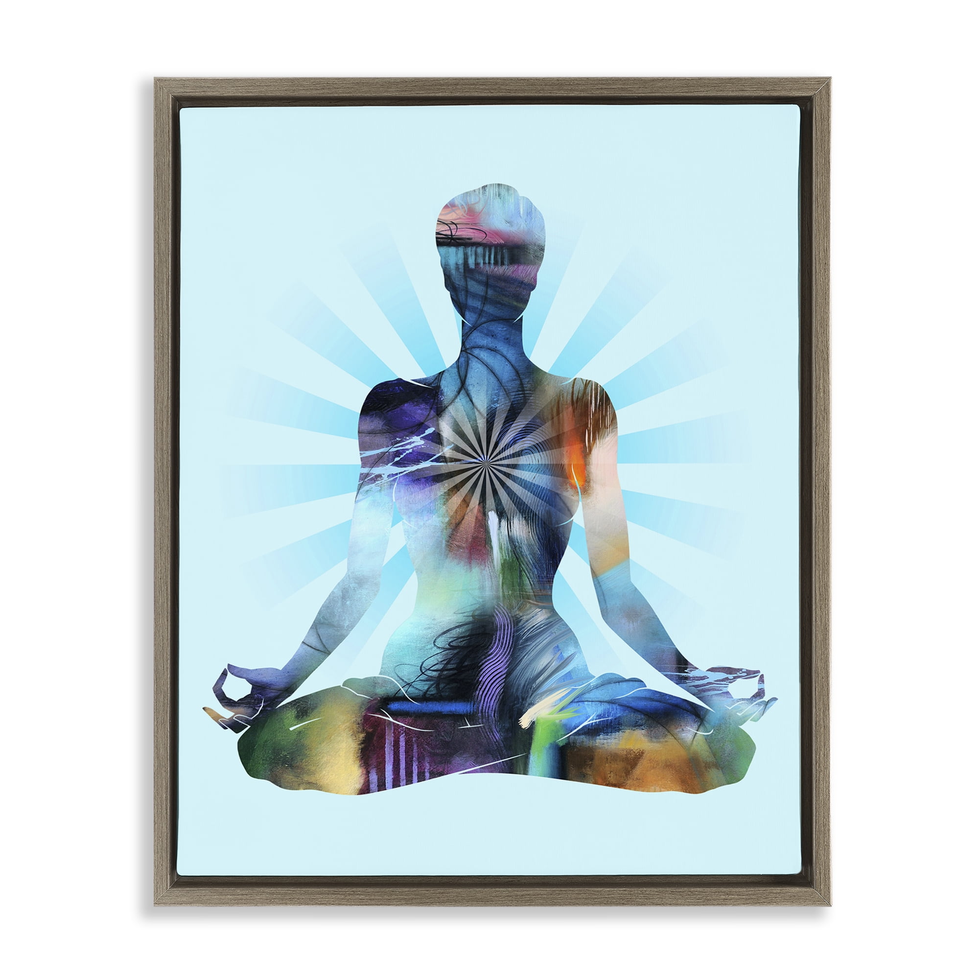 Stupell Industries Zen Meditation Pose Sports Painting Brown Floater Framed Canvas Art Print Wall Art, 25 x 31