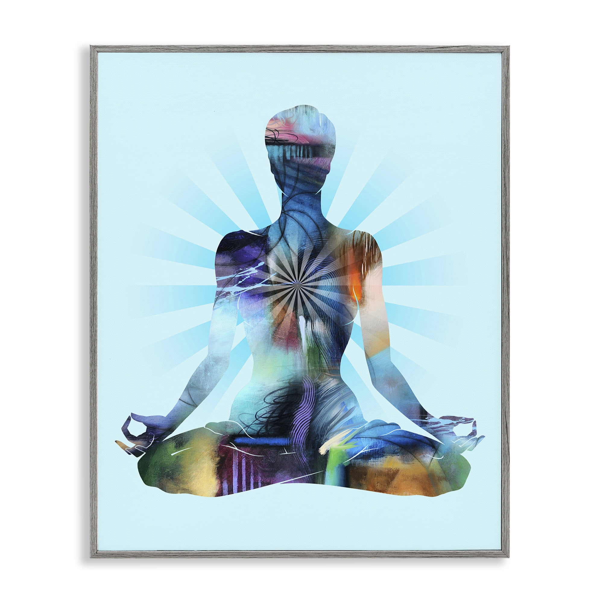 Stupell Industries Zen Meditation Pose Sports Painting Gray Framed Art Print Wall Art, 11 x 14
