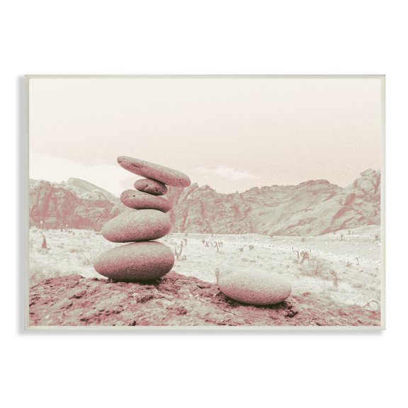 Stupell Industries Zen Rocks Stacked Desert Canyon Monochromatic Landscape, 10 x 15, Design by Ziwei Li