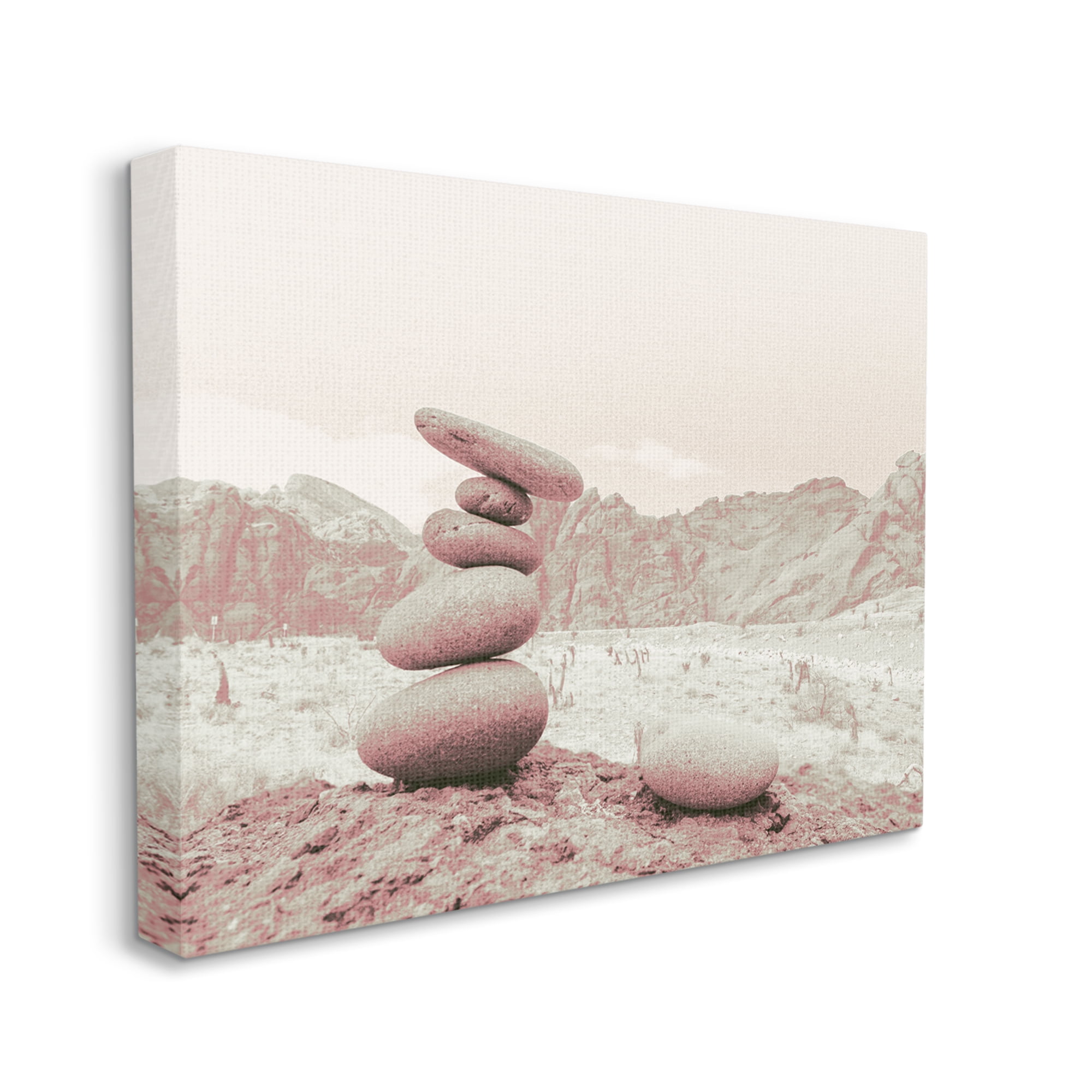Stupell Industries Zen Rocks Stacked Desert Canyon Monochromatic Landscape Landscape Photography Gallery Wrapped Canvas Print Wall Art, 30 x 40